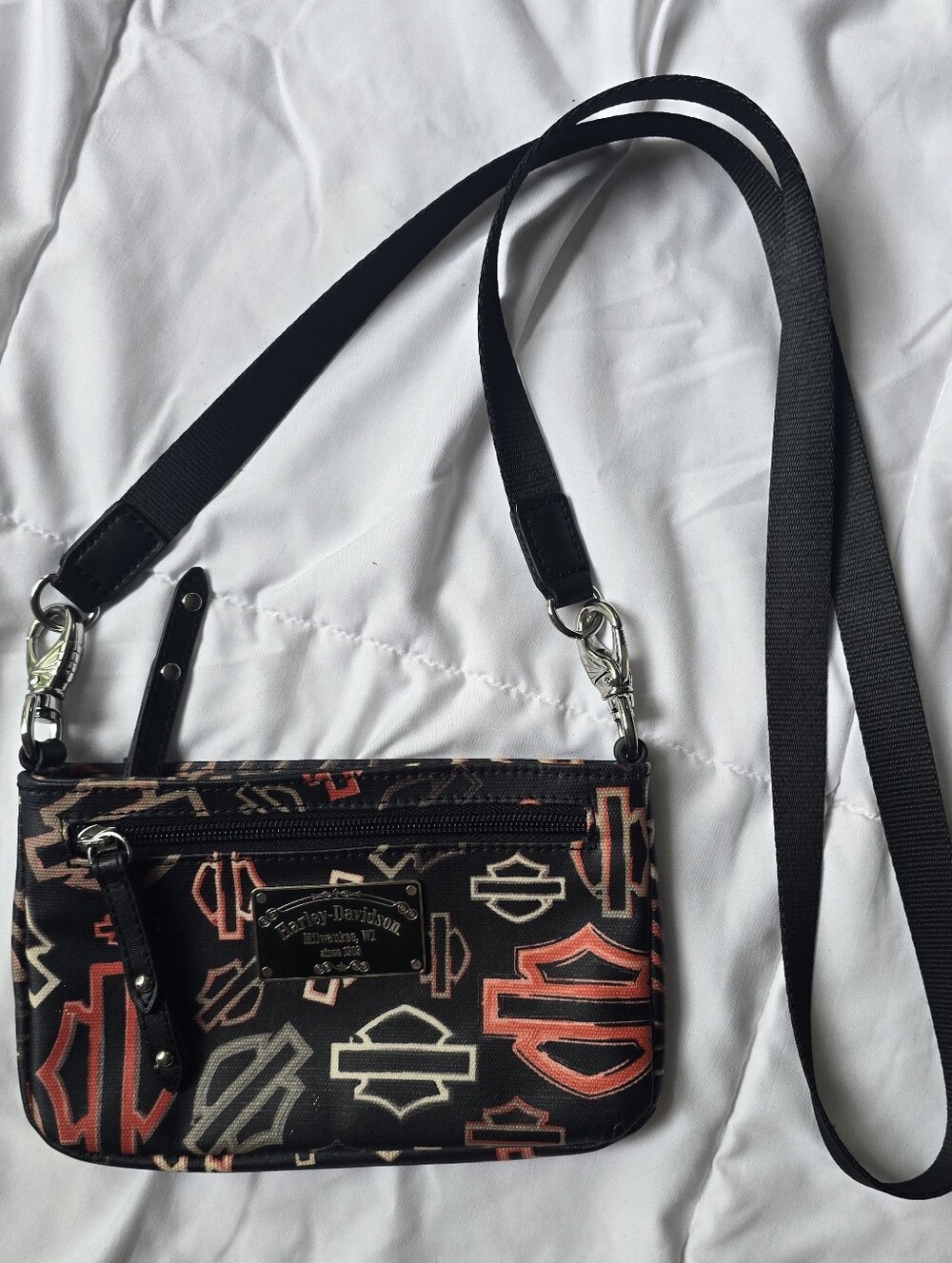Harley-Davidson Black and Orange Crossbody Bag